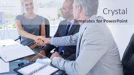  Presentation with team meeting - Beautiful PPT layouts featuring business team having a meeting in the office backdrop and a lemonade colored foreground