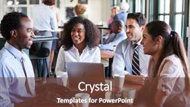  Presentation with virtual team meeting - PPT layouts consisting of business team having informal meeting background and a tawny brown colored foreground