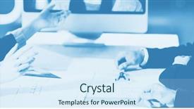  Presentation with video conference - Presentation having business team having video conference background and a sky blue colored foreground