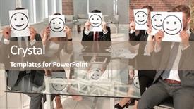  Presentation with paper - Audience pleasing presentation design consisting of business team holding a paper backdrop and a coral colored foreground