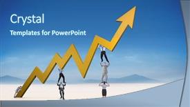  Presentation with team - Presentation theme with business team holding up arrow background and a  colored foreground