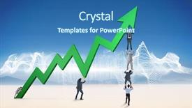  Presentation with design team - Beautiful presentation theme featuring business team holding up arrow backdrop and a  colored foreground