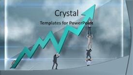  Presentation with team - Theme having business team holding up arrow background and a light blue colored foreground