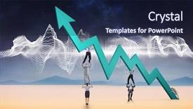  Presentation with design team - Slide set with business team holding up arrow background and a  colored foreground