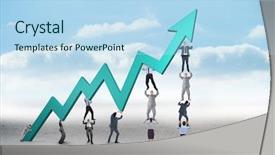  Presentation with team - PPT layouts consisting of business team holding up arrow background and a  colored foreground