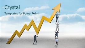  Presentation with team - Amazing theme having business team holding up arrow backdrop and a  colored foreground