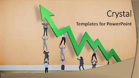  Presentation with team - Cool new slide deck with business team holding up arrow backdrop and a  colored foreground