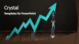  Presentation with team - Slide set having business team holding up arrow background and a  colored foreground