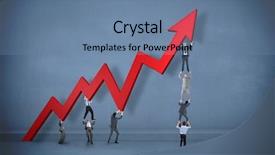  Presentation with team - Amazing slide set having business team holding up arrow backdrop and a seafoam green colored foreground