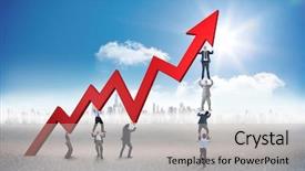  Presentation with horizon - Presentation design consisting of business team holding up arrow background and a light gray colored foreground