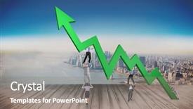  Presentation with team - Cool new presentation design with business team holding up arrow backdrop and a  colored foreground