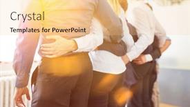  Presentation with hug - Amazing theme having business-team-in-hug backdrop and a lemonade colored foreground