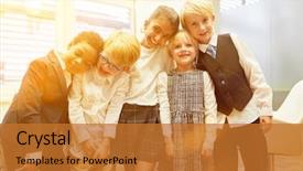  Presentation with team group - Cool new presentation with business team in school backdrop and a gold colored foreground