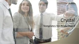 Presentation with glass - Presentation enhanced with business team in the officce background and a  colored foreground