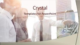  Presentation with glass - Cool new presentation theme with business team in the officce backdrop and a  colored foreground