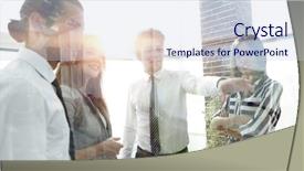  Presentation with glass - Slide deck having business team in the officce background and a  colored foreground