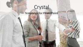  Presentation with glass - Beautiful slides featuring business team in the officce backdrop and a  colored foreground