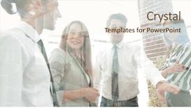  Presentation with glass - PPT theme enhanced with business team in the officce background and a  colored foreground