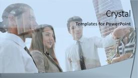  Presentation with women glass ceiling business cartoon - Amazing presentation having business team in the officce backdrop and a  colored foreground