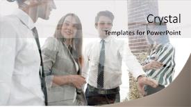  Presentation with glass - Slide set with business team in the officce background and a light gray colored foreground