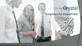  Presentation with glass - Slides featuring business team in the officce background and a  colored foreground