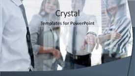  Presentation with glass - Cool new PPT layouts with business team in the officce backdrop and a light blue colored foreground