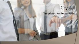  Presentation with glass - Colorful PPT theme enhanced with business team in the officce backdrop and a soft green colored foreground