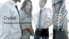  Presentation with tea pouring into glass transparent - Beautiful presentation design featuring business team in the officce backdrop and a light gray colored foreground