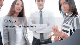  Presentation with glass - Audience pleasing presentation design consisting of business team in the officce backdrop and a lemonade colored foreground