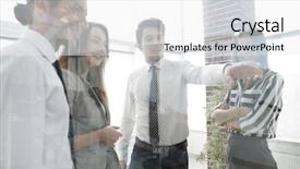  Presentation with tea pouring into glass transparent - Colorful presentation design enhanced with business team in the officce backdrop and a white colored foreground