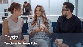  Presentation with lobby - Presentation design enhanced with business-team-is-discussing-something background and a ocean colored foreground