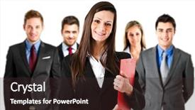  Presentation with business team join hands white - Presentation theme having business team isolated on white background and a wine colored foreground