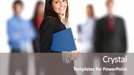  Presentation with business team join hands white - Colorful presentation theme enhanced with business team isolated on white backdrop and a gray colored foreground