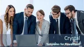  Presentation with team - Audience pleasing slide deck consisting of business-team-keeps-track backdrop and a ocean colored foreground