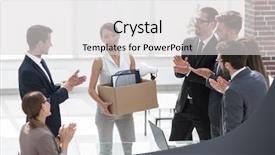  Presentation with team - PPT layouts featuring business team meet new employee background and a light gray colored foreground