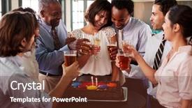  Presentation with virtual team meeting - Theme featuring business team meeting in bar background and a tawny brown colored foreground