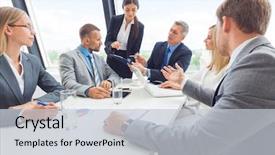  Presentation with team meeting - PPT layouts featuring business team meeting people background and a lemonade colored foreground