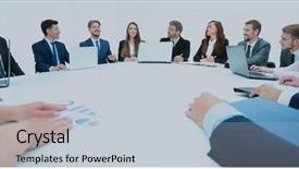  Presentation with team training - Cool new PPT theme with business team meeting seminar training backdrop and a lemonade colored foreground