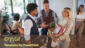  Presentation with meet work team - Slide set consisting of business-team-meets-a-new background and a tawny brown colored foreground