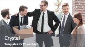  Presentation with meet the team - Colorful presentation enhanced with business team meets new employee backdrop and a  colored foreground