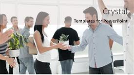  Presentation with office moves - Presentation consisting of business team moves the boxes to the new office background and a light gray colored foreground