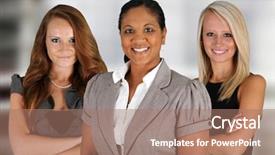  Presentation with lead - Slide set featuring business team of mixed races background and a coral colored foreground