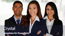  Presentation with team - Presentation theme with business team of mixed races background and a wine colored foreground