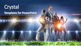  Presentation with football stadium - Slide set enhanced with business team on football stadium background and a ocean colored foreground