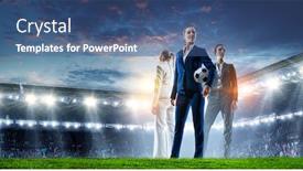  Presentation with football stadium - PPT theme enhanced with business-team-on-football-stadium background and a ocean colored foreground