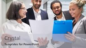  Presentation with conclusion - Slide set consisting of business-team-people-are-happy background and a  colored foreground