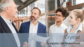  Presentation with annual meeting - Theme enhanced with business-team-people-talk background and a light blue colored foreground