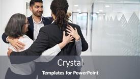  Presentation with team people hugging - PPT layouts having business-team-people background and a dark gray colored foreground