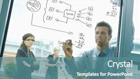  Presentation with team planning - Presentation theme having business team planning businessman thinking background and a teal colored foreground