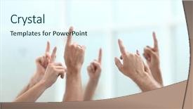  Presentation with fingers - Colorful PPT layouts enhanced with business team pointing fingers up backdrop and a cool aqua colored foreground